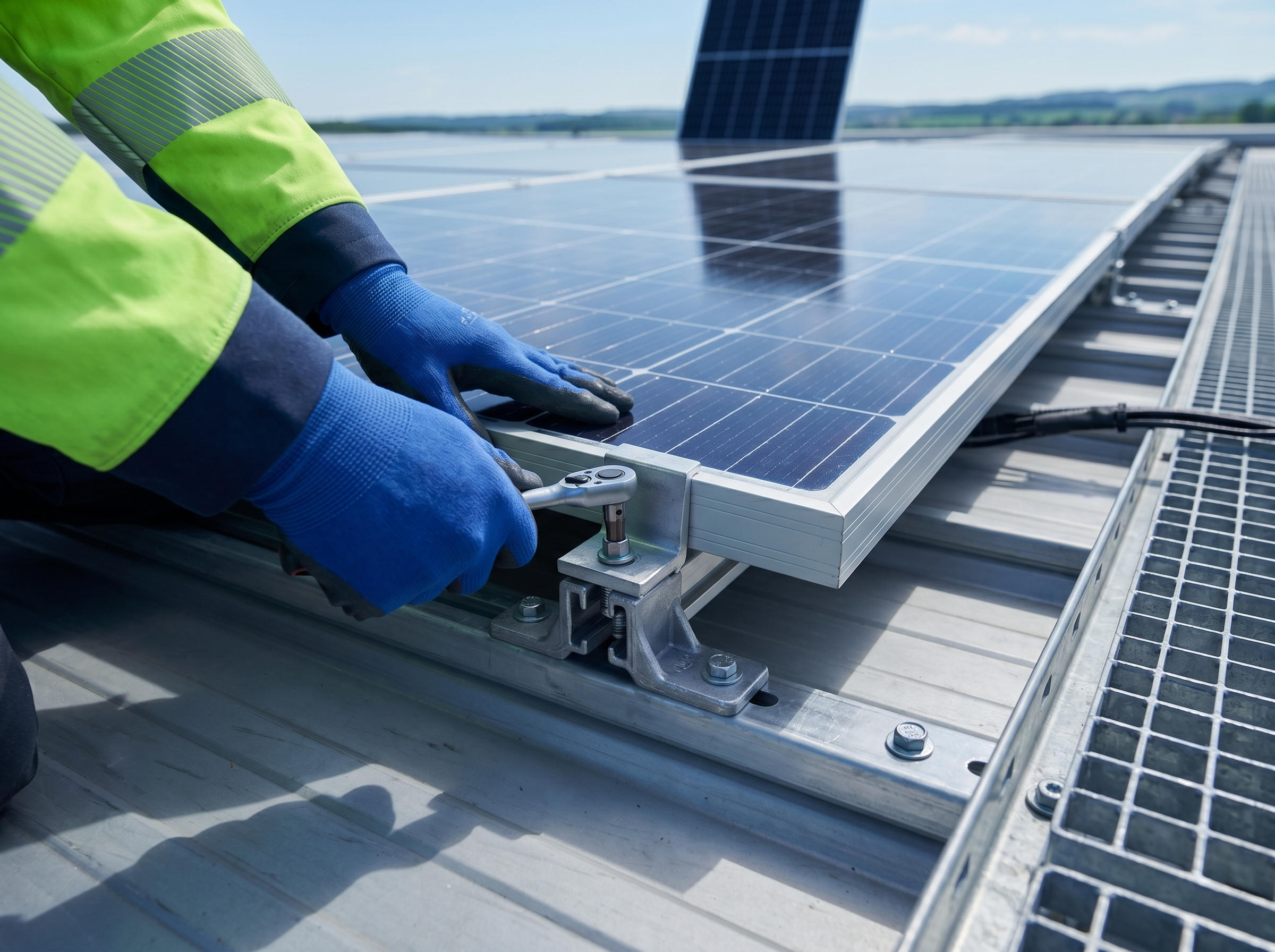 Montaggio e posa moduli fotovoltaici su copertura industriale